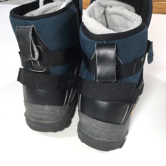 Trukke Snowmobile Winter Snow Boots Mens Size 8 Black Blue Waterproof - Picture 5 of 9